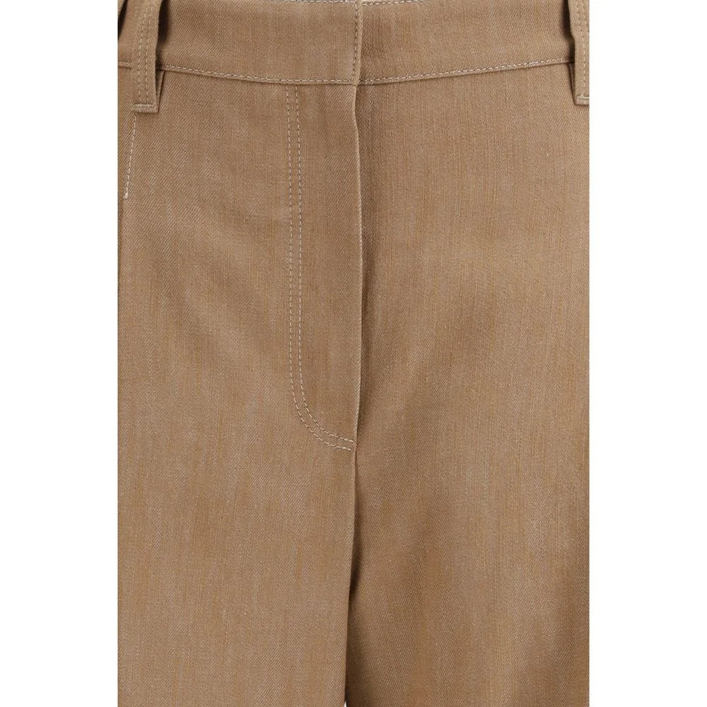 Calças Casuais de Algodão Castanho Brunello Cucinelli - IT42 | L