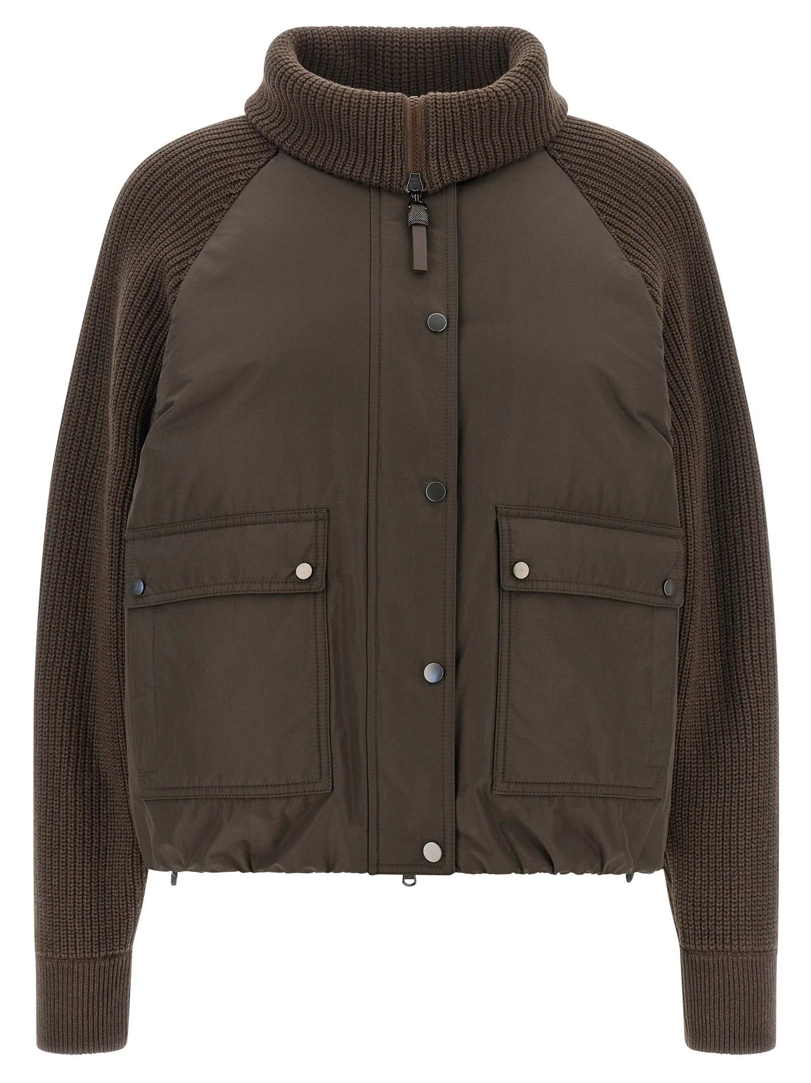 Brunello Cucinelli Brown Cotton Full-Length Jacket