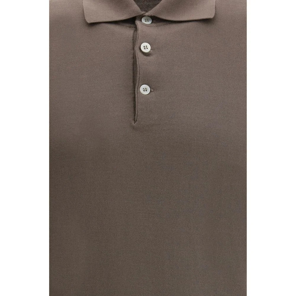Brunello Cucinelli Brown Cotton Polo Shirt