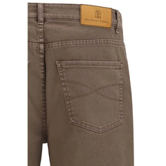 Brunello Cucinelli Brown Cotton Relaxed Fit Jeans