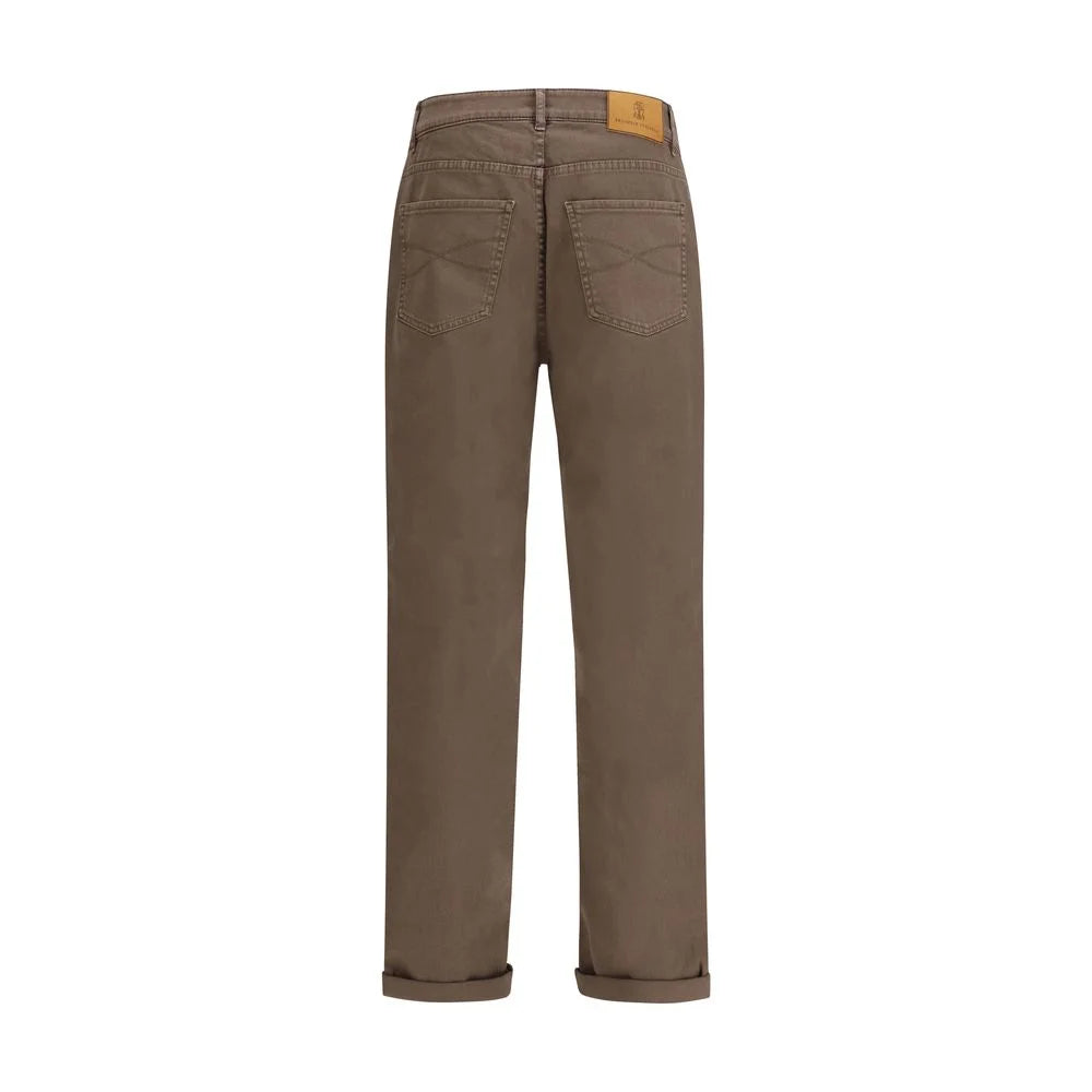 Brunello Cucinelli Brown Cotton Relaxed Fit Jeans