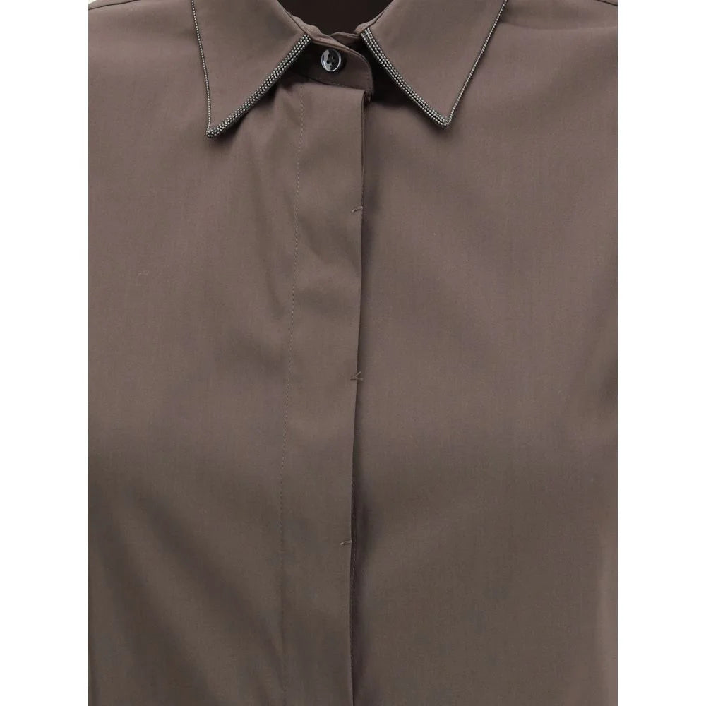 Brunello Cucinelli Brown Cotton Shirt