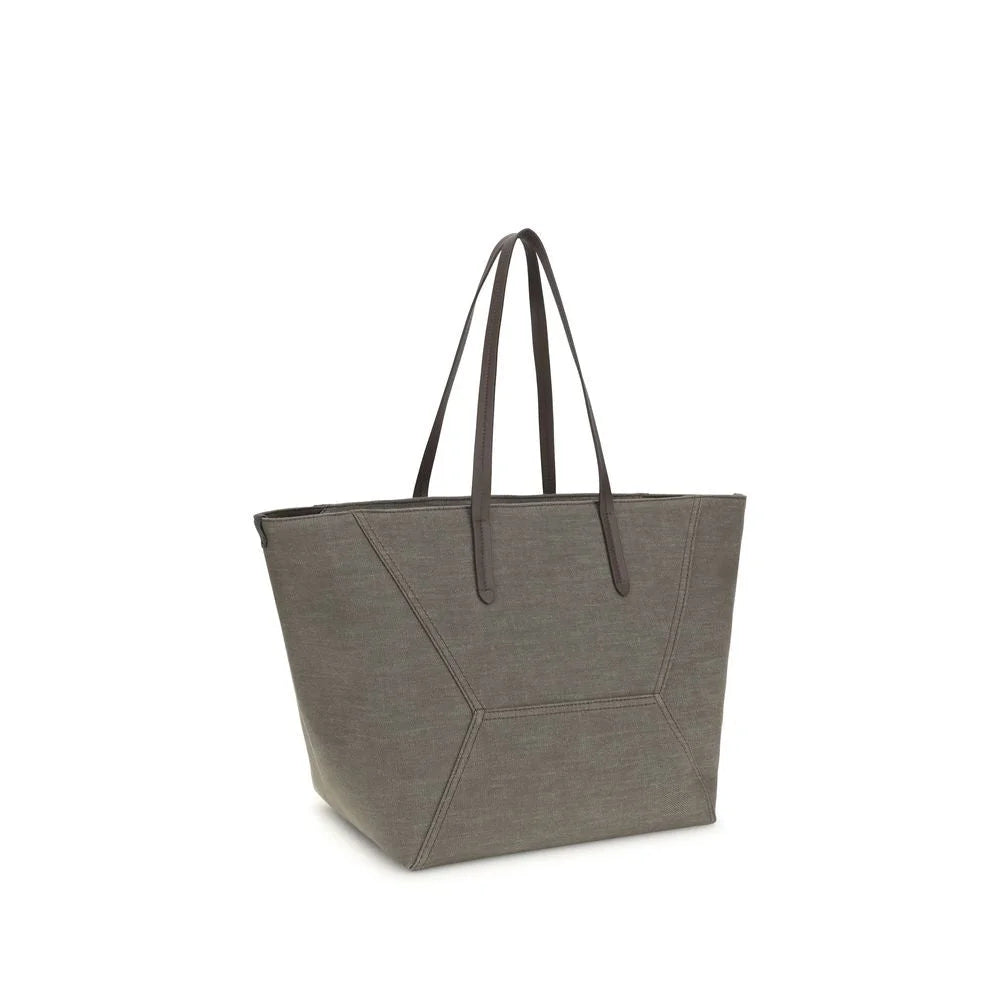 Brunello Cucinelli Brown Cotton Shoulder Bag