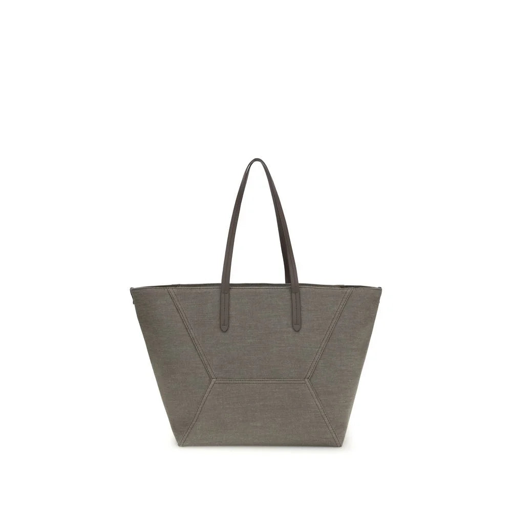 Brunello Cucinelli Brown Cotton Shoulder Bag