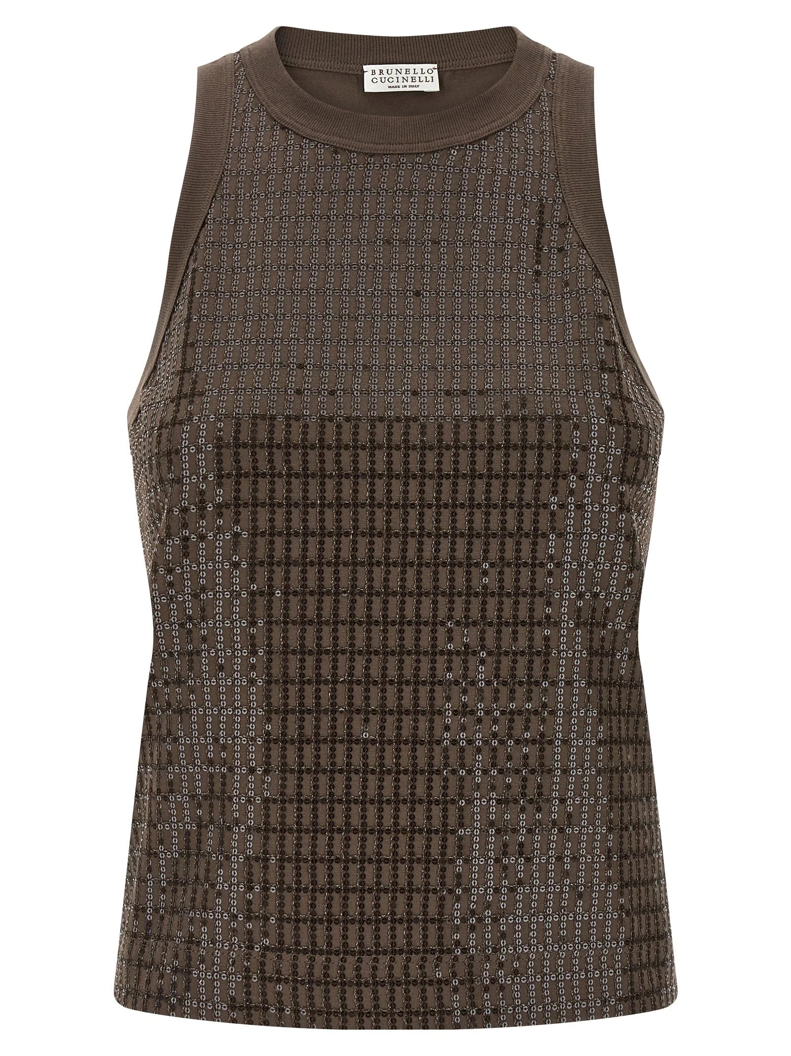 Brunello Cucinelli Brown Cotton Tank Tops
