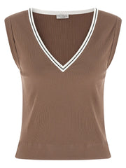 Brunello Cucinelli Brown Cotton Tank Tops - L