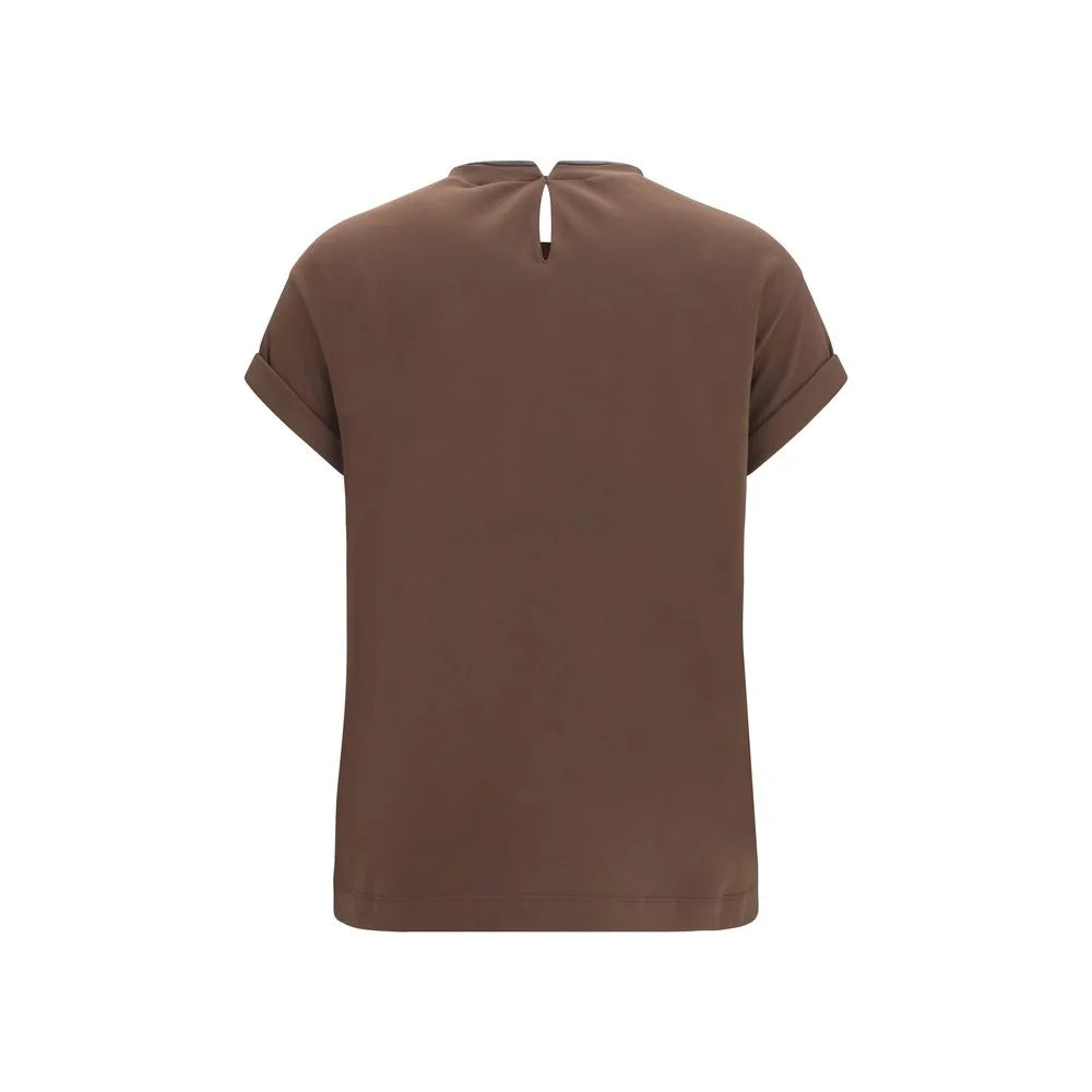 Brunello Cucinelli Brown Elastane T-Shirt