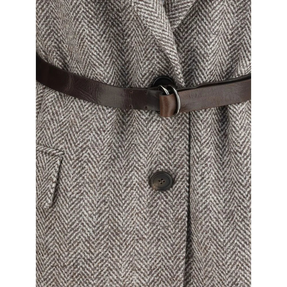 Brunello Cucinelli Brown Fleece Wool Coat - IT44 | L