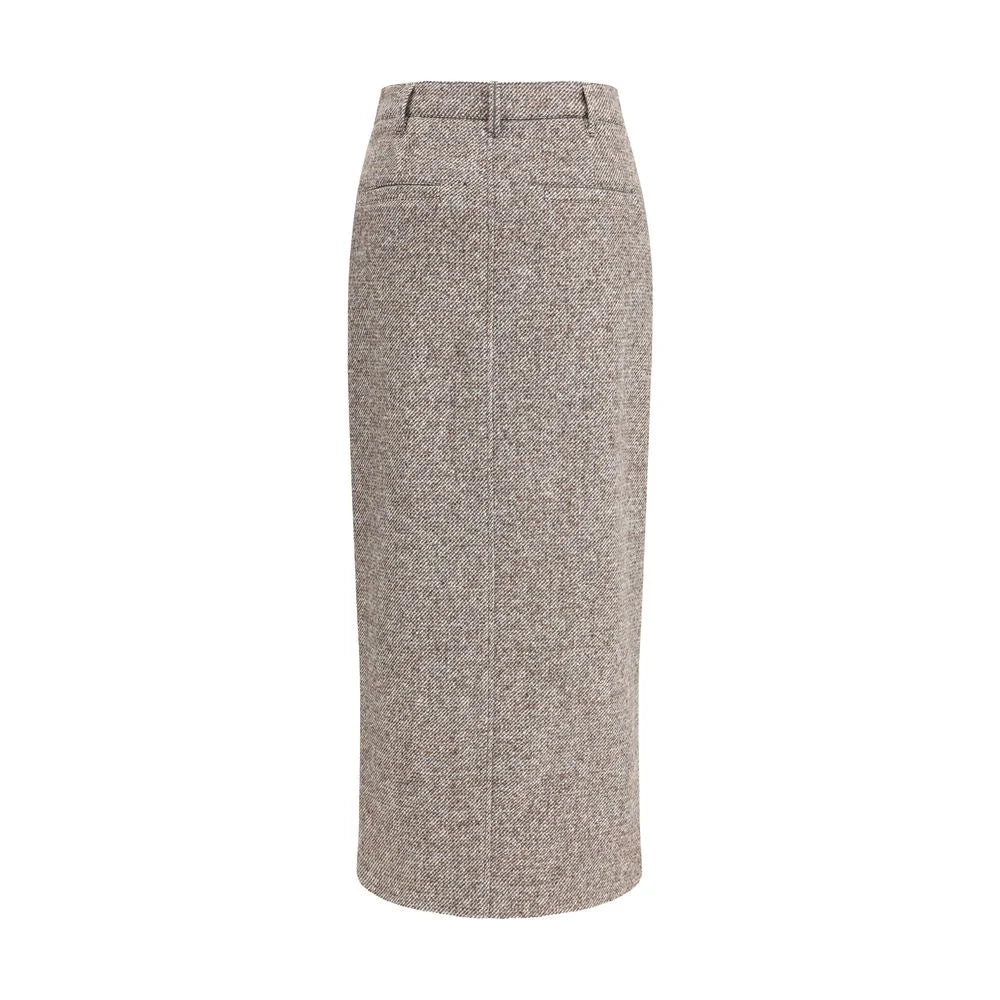 Brunello Cucinelli Brown Fleece Wool Long Skirt