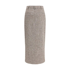 Brunello Cucinelli Brown Fleece Wool Long Skirt