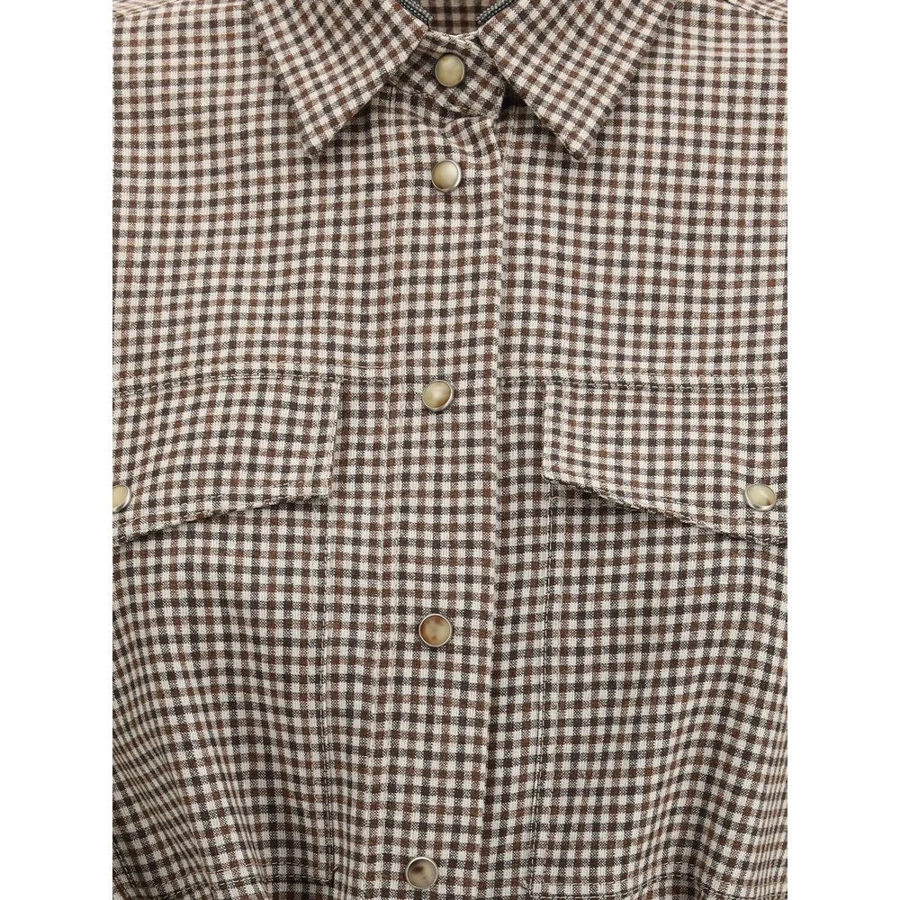 Brunello Cucinelli Brown Fleece Wool Pattern Shirt - Shirts