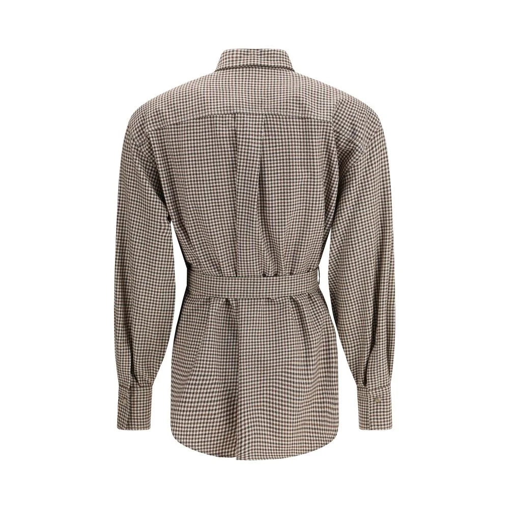Brunello Cucinelli Brown Fleece Wool Pattern Shirt - Shirts