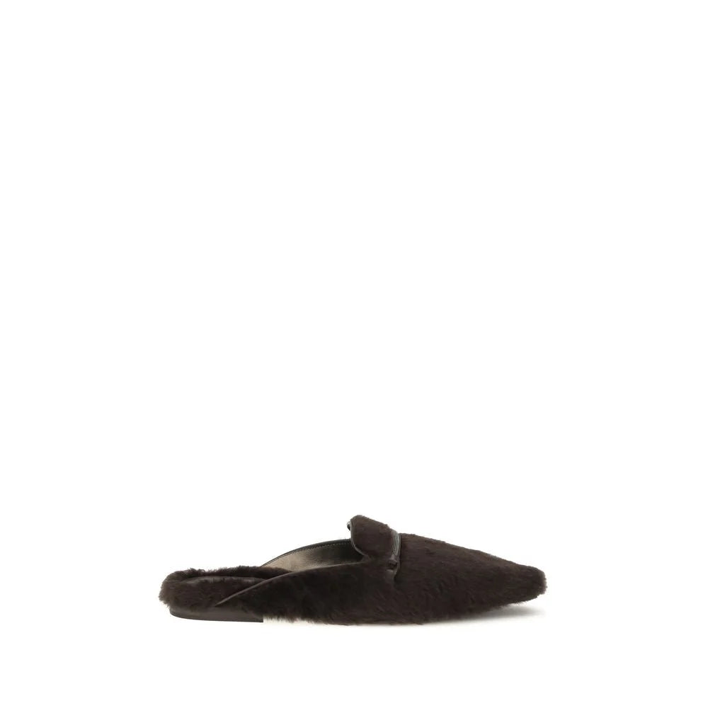 Brunello Cucinelli Brown Fur Ballet Flats
