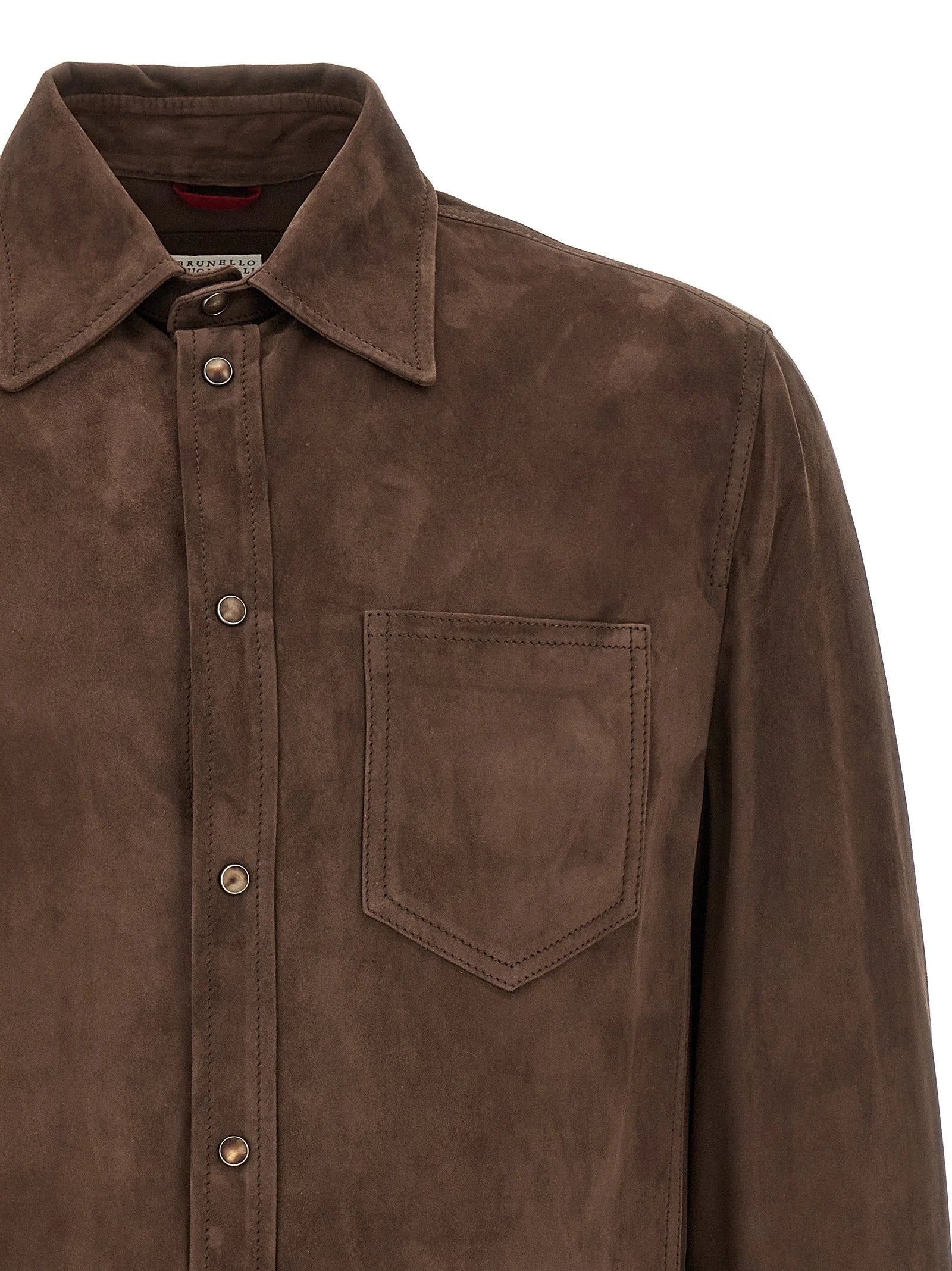 Brunello Cucinelli Brown Lamb Leather Blouse - L