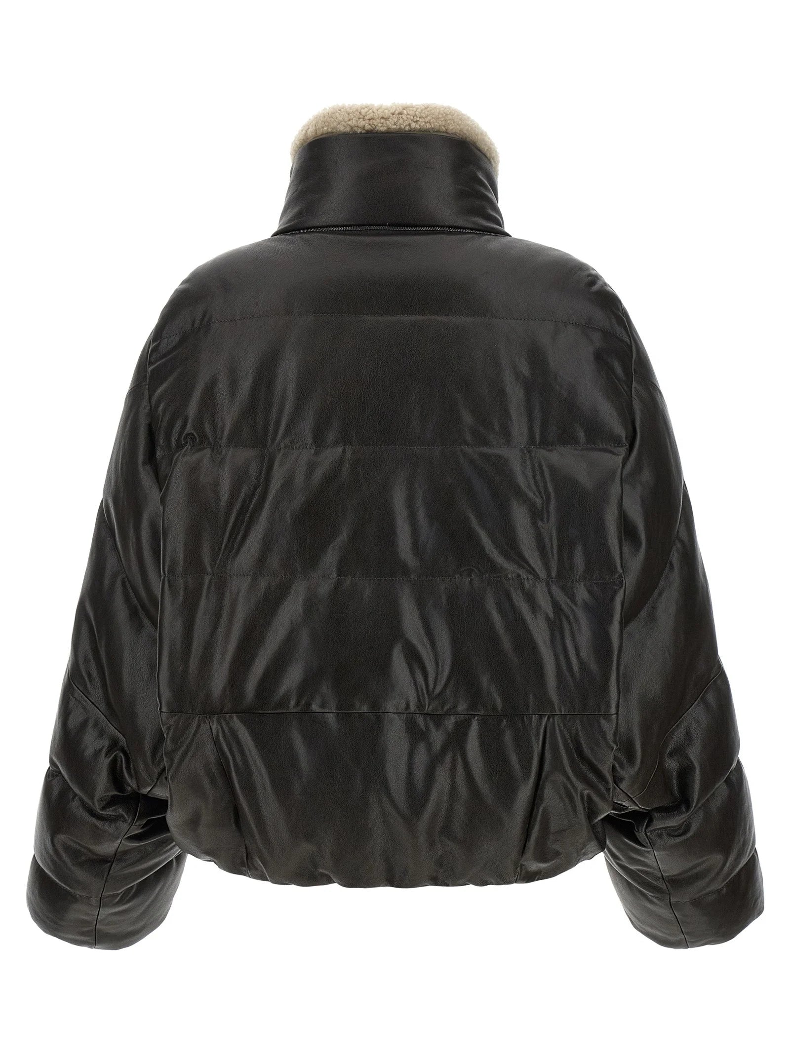 Brunello Cucinelli Brown Lamb Leather Leather Jacket