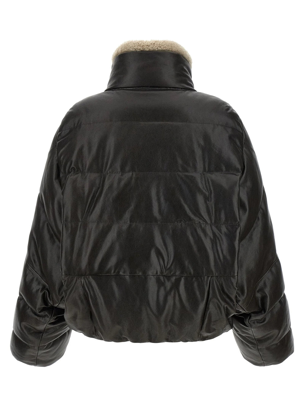 Brunello Cucinelli Brown Lamb Leather Leather Jacket