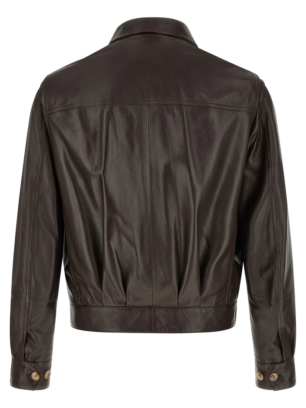 Brunello Cucinelli Brown Lamb Leather Leather Jacket