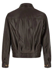 Brunello Cucinelli Brown Lamb Leather Leather Jacket