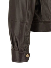 Brunello Cucinelli Brown Lamb Leather Leather Jacket