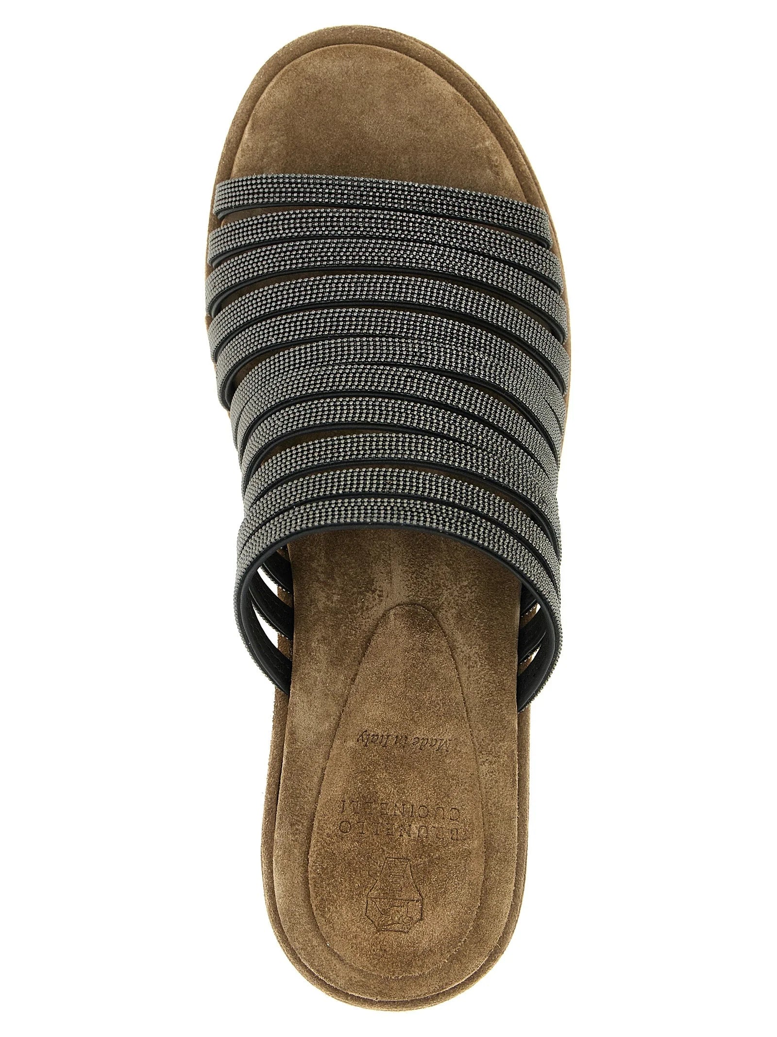 Brunello Cucinelli Brown Lamb Leather Wedge Sandals - EU40/US10