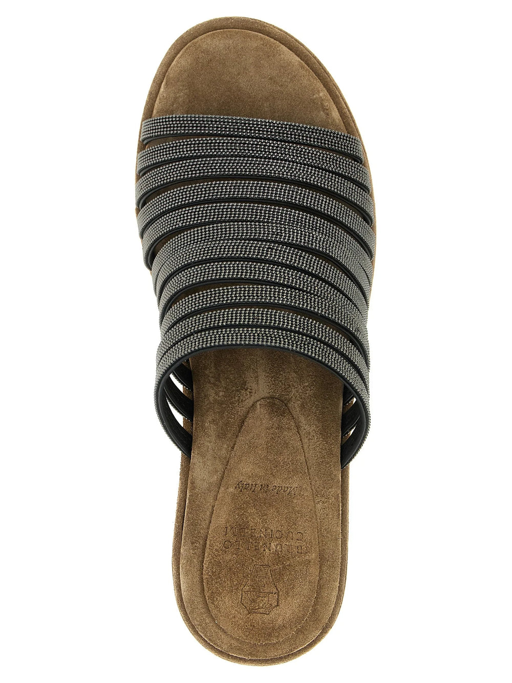 Brunello Cucinelli Brown Lamb Leather Wedge Sandals - EU40/US10