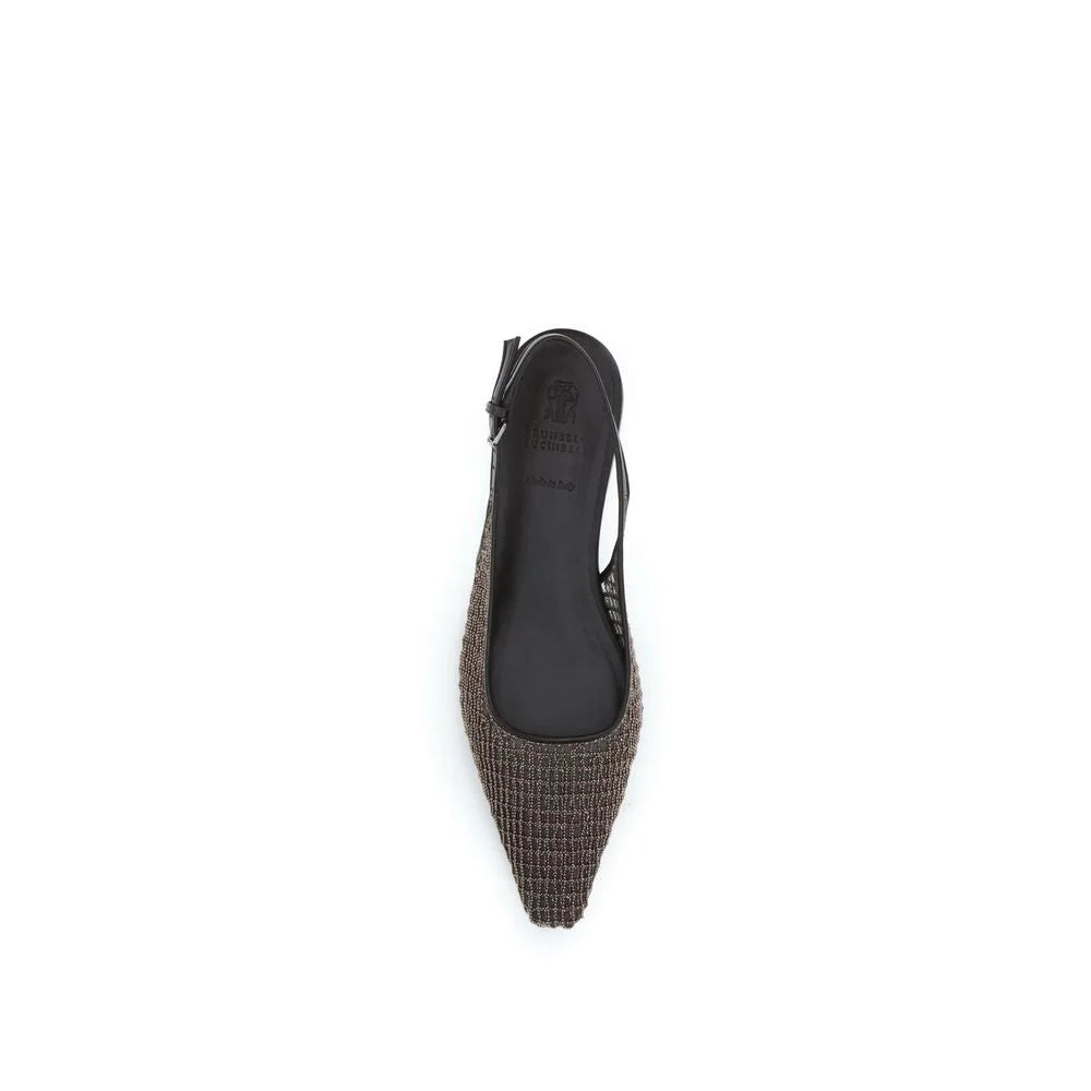 Brunello Cucinelli Brown Leather Ballet Flats