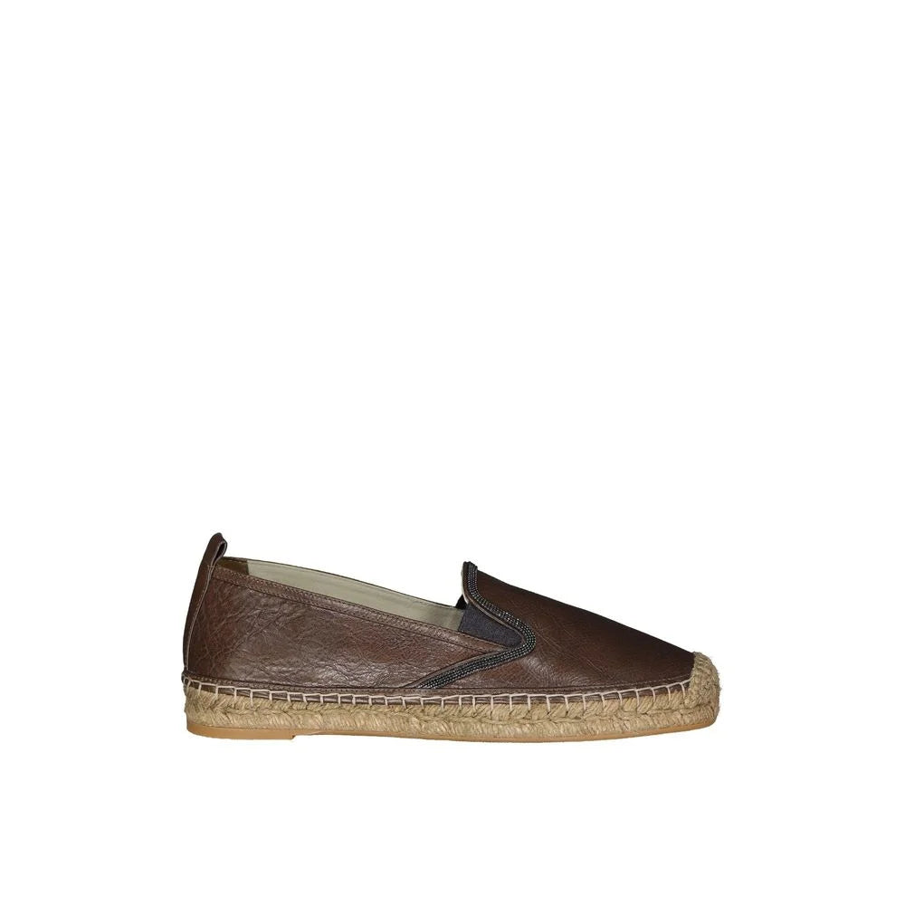Brunello Cucinelli Brown Leather Espadrilles - EU37/US7