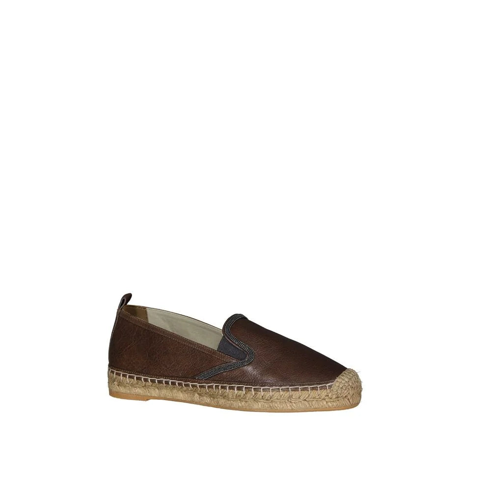 Brunello Cucinelli Brown Leather Espadrilles - EU37/US7