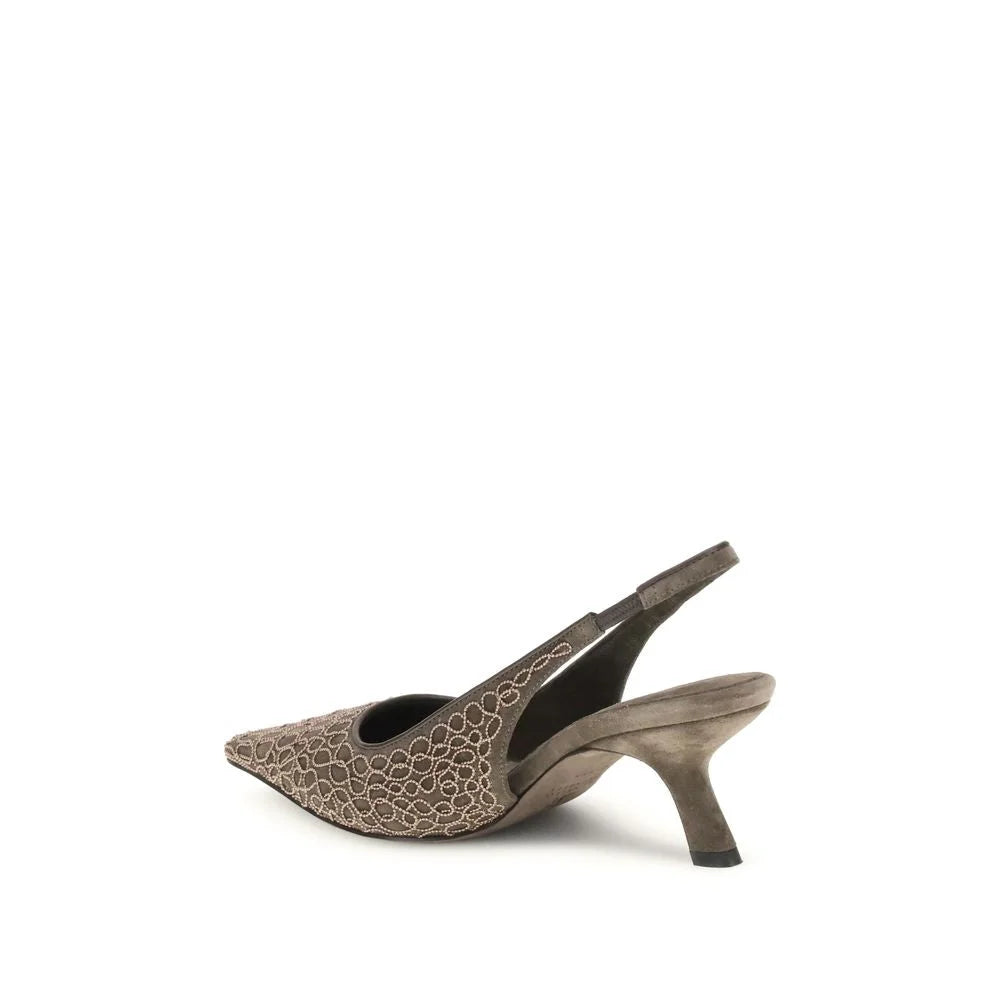 Brunello Cucinelli Brown Leather High Heel Pumps - EU37/US7