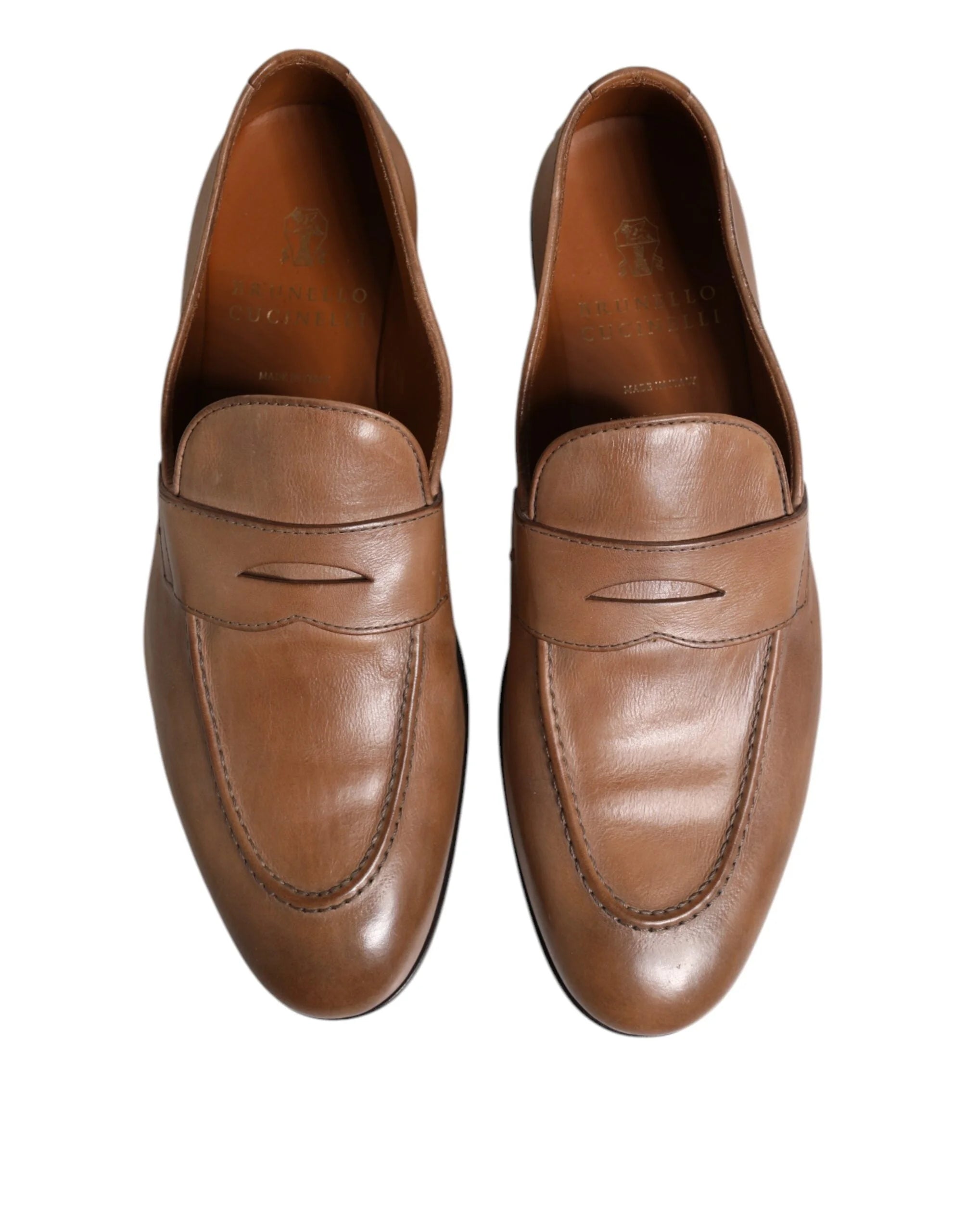 Brunello Cucinelli Brown Leather Loafer Dress Formal Shoes - EU43/US10 - Flats