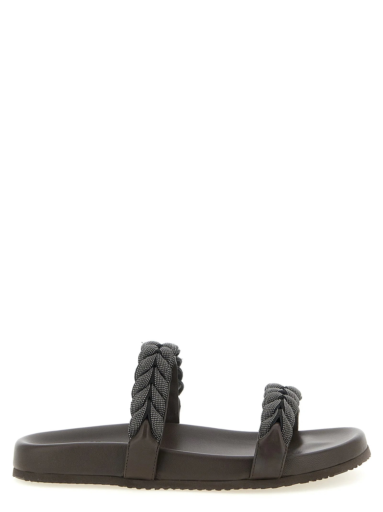 Brunello Cucinelli Brown Leather Slides