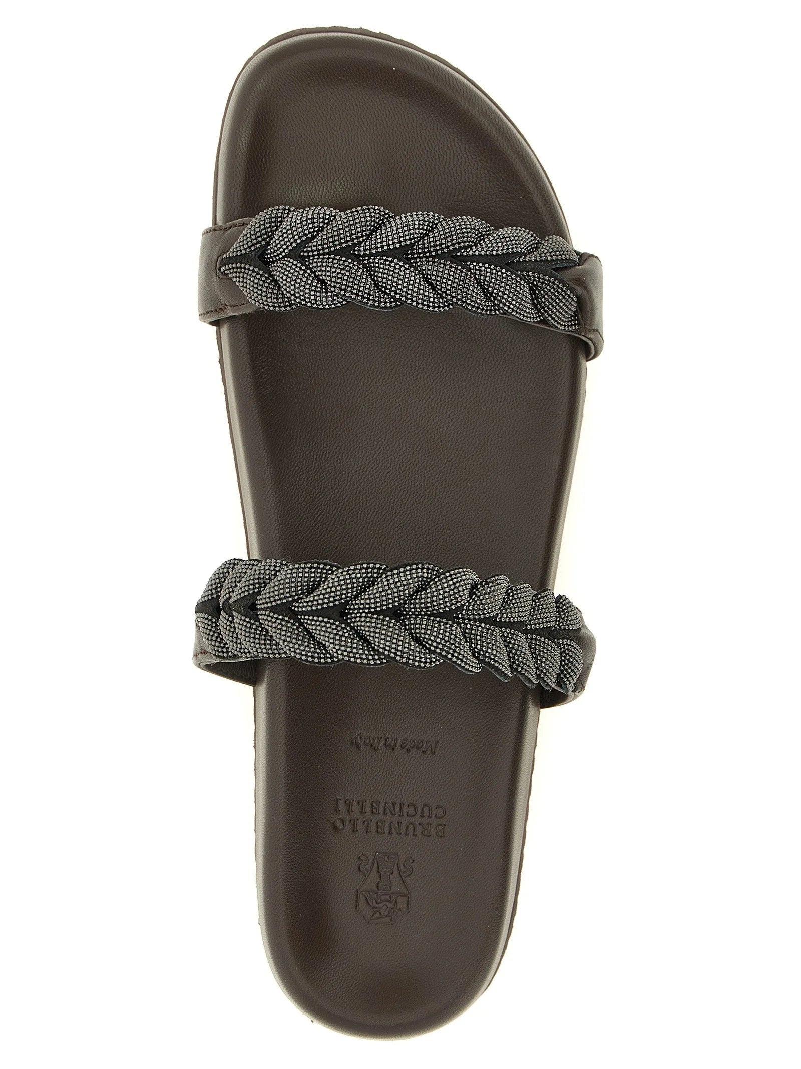 Brunello Cucinelli Brown Leather Slides