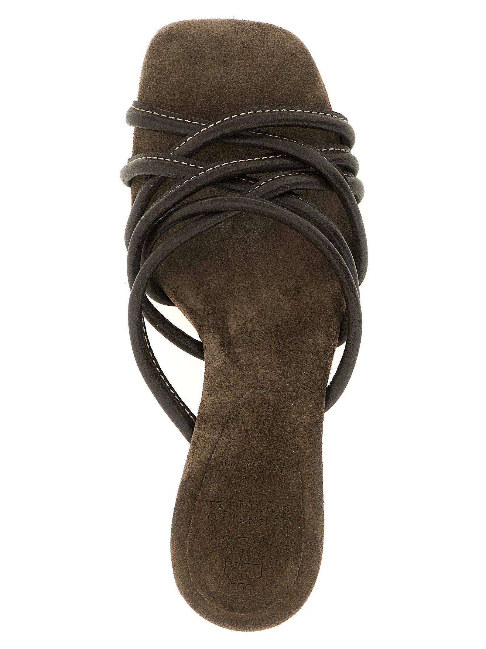 Brunello Cucinelli Brown Leather Stiletto Heel Sandals - EU40/US10