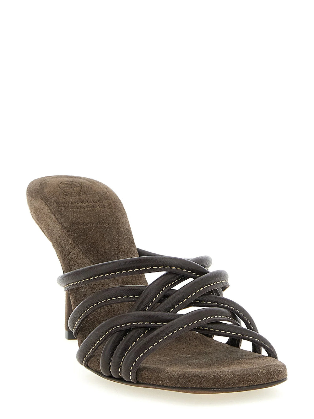 Brunello Cucinelli Brown Leather Stiletto Heel Sandals - EU40/US10