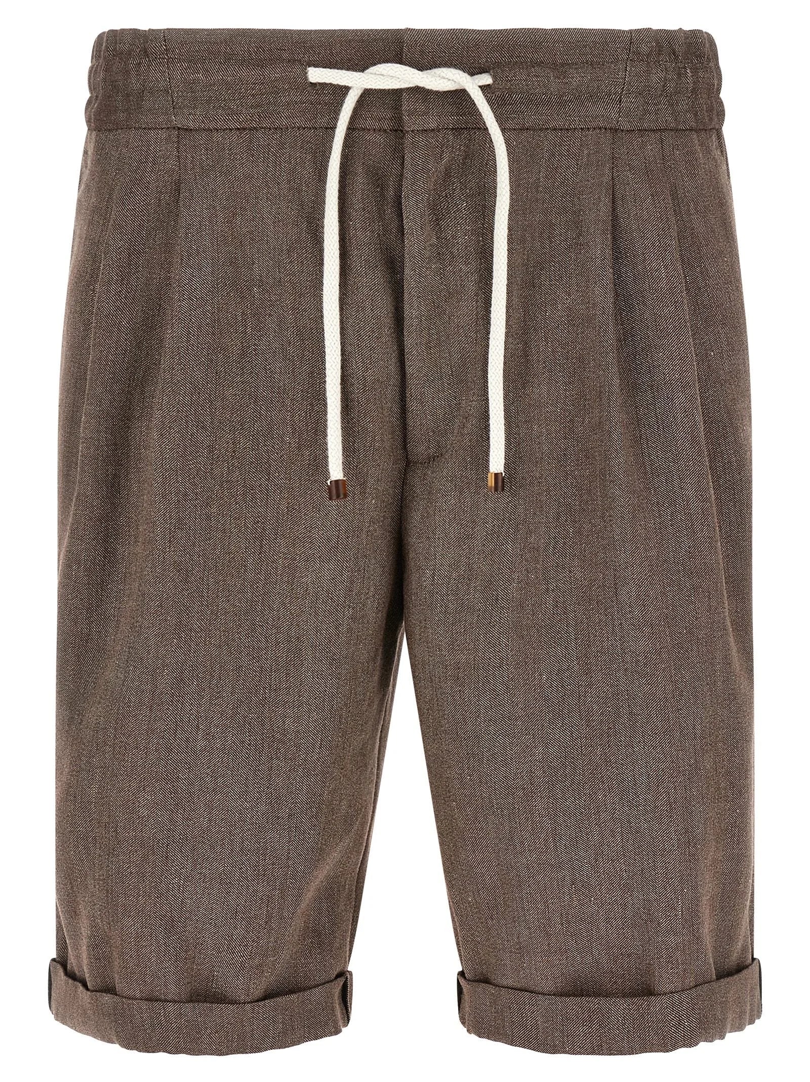 Brunello Cucinelli Brown Linen Bermuda Shorts