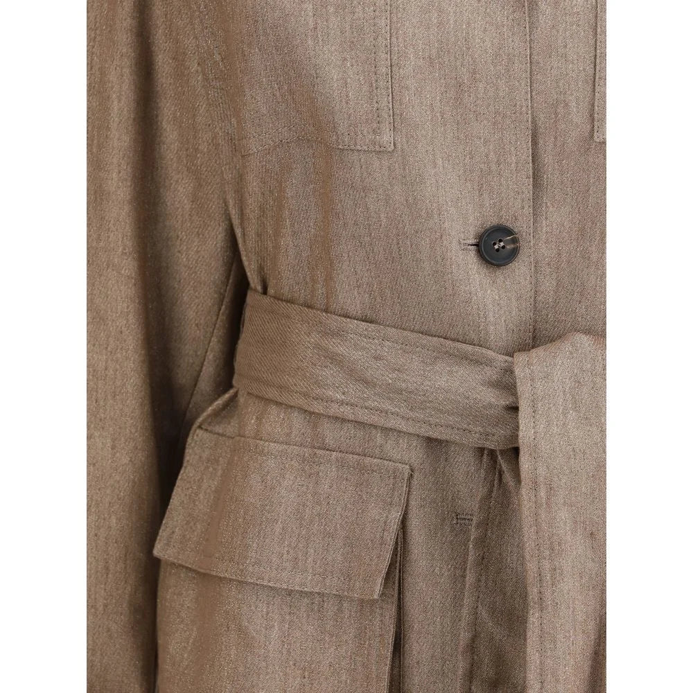 Brunello Cucinelli Brown Linen Coat - IT44 | L