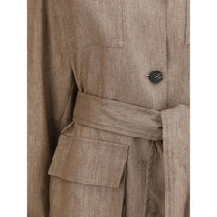 Brunello Cucinelli Brown Linen Coat - IT44 | L
