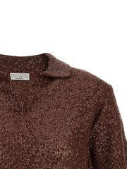 Brunello Cucinelli Brown Linen Polo Shirt