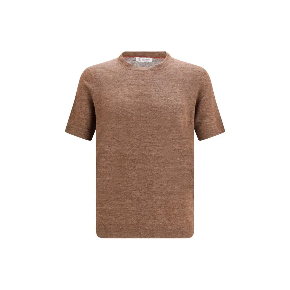 Brunello Cucinelli Brown Linen T-Shirt - IT50 | L
