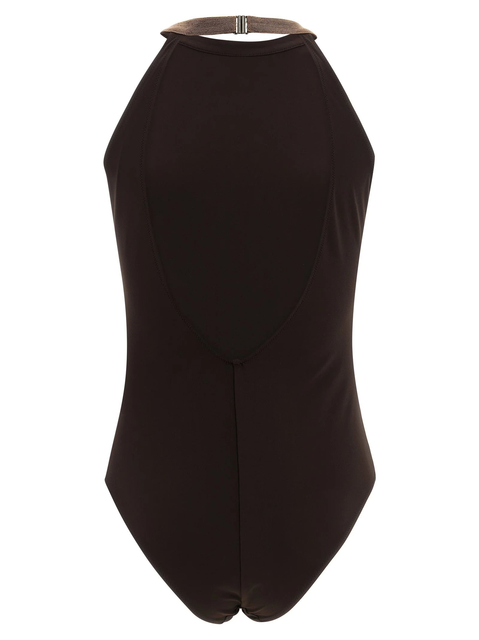 Brunello Cucinelli Brown Polyamide One-Piece Swimsuit