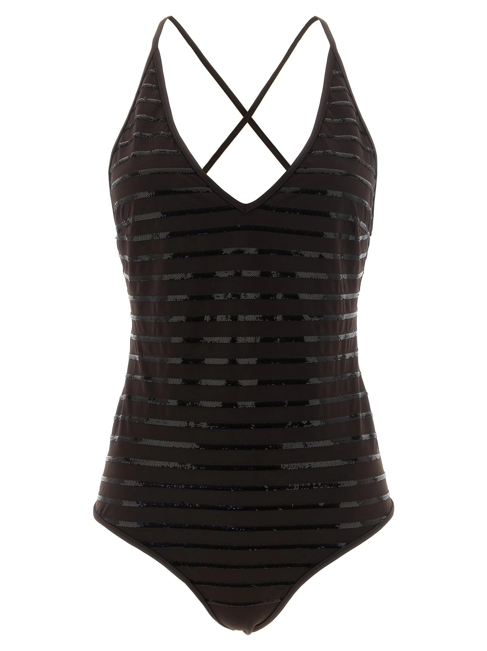 Brunello Cucinelli Brown Polyamide One-Piece Swimsuit