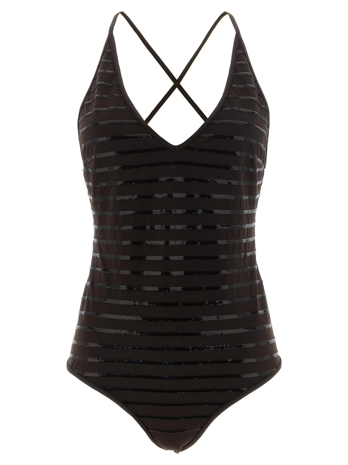 Brunello Cucinelli Brown Polyamide One-Piece Swimsuit