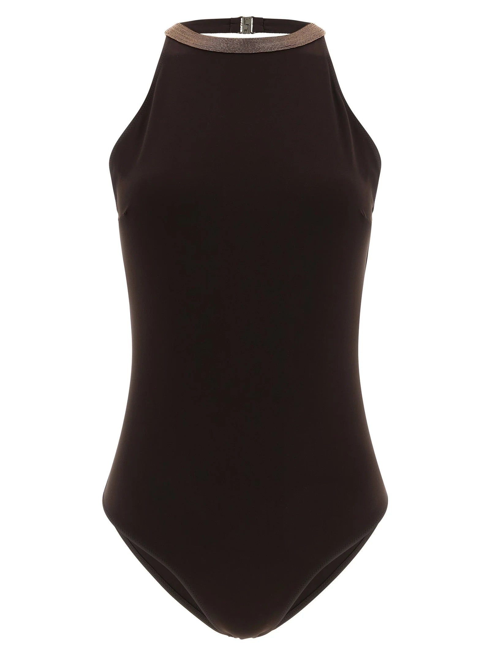 Brunello Cucinelli Brown Polyamide One-Piece Swimsuit