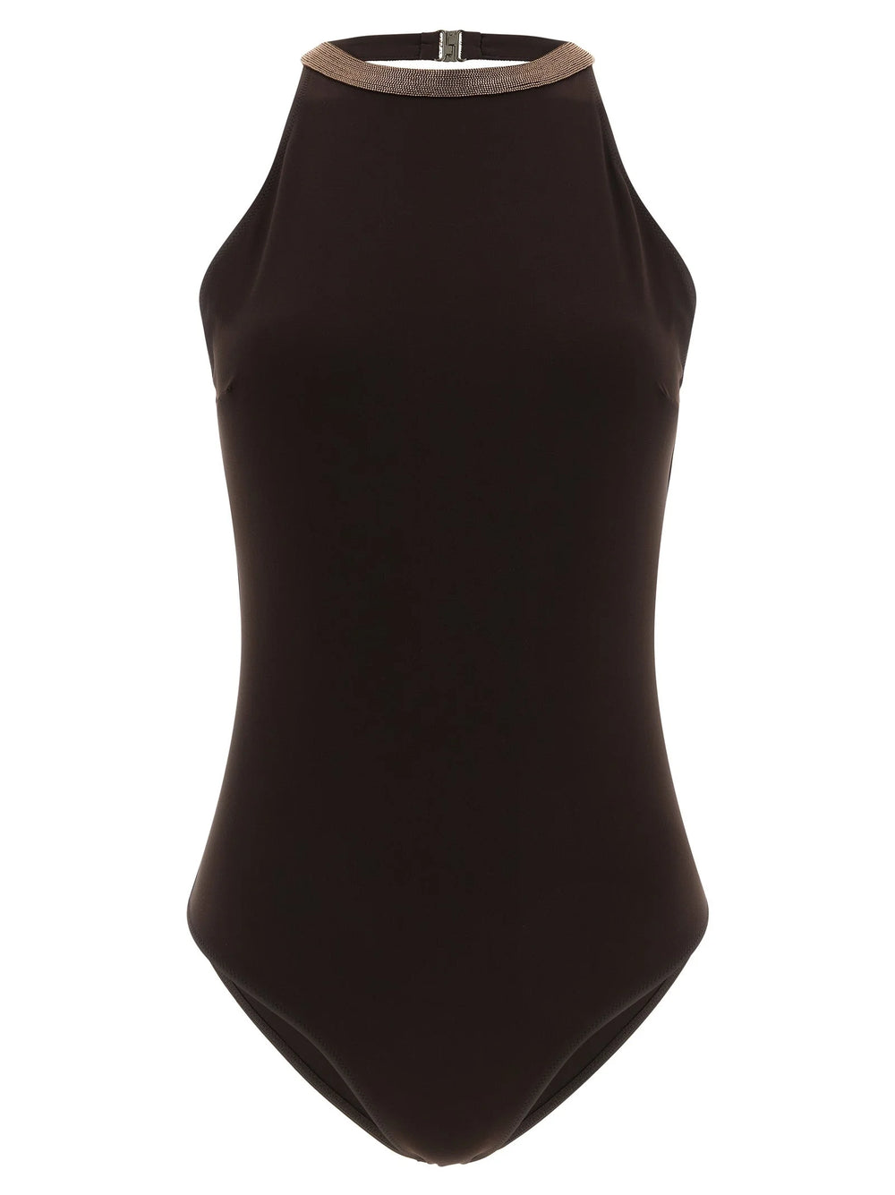 Brunello Cucinelli Brown Polyamide One-Piece Swimsuit