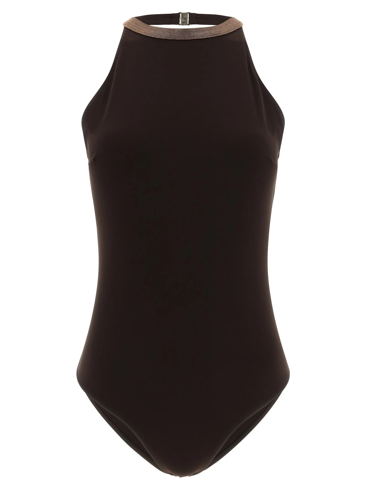 Brunello Cucinelli Brown Polyamide One-Piece Swimsuit