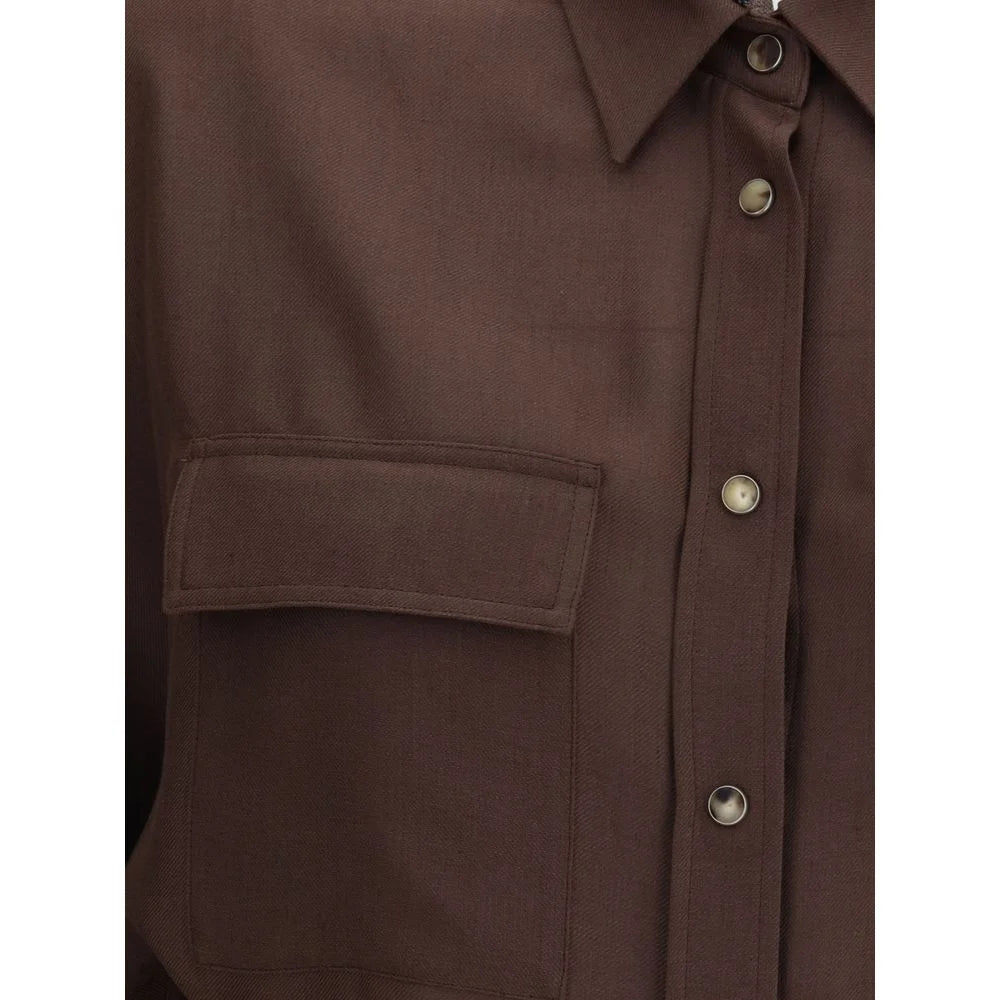 Brunello Cucinelli Brown Polyester Dress Shirt - M