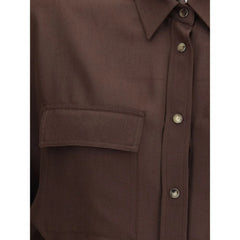 Brunello Cucinelli Brown Polyester Dress Shirt - M