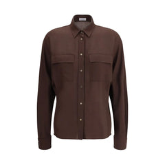 Brunello Cucinelli Brown Polyester Dress Shirt - M