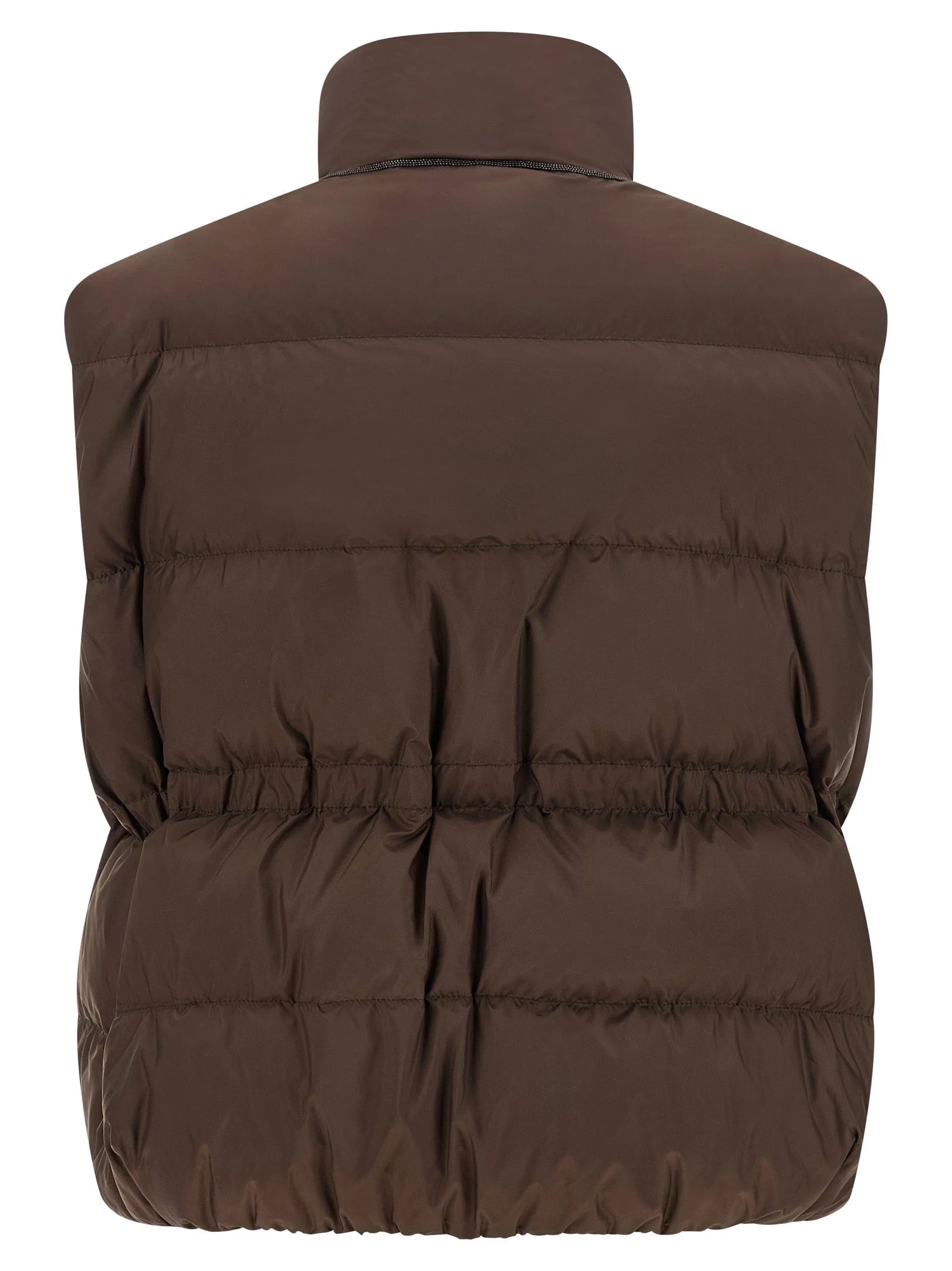 Brunello Cucinelli Brown Polyester Sleeveless Jacket