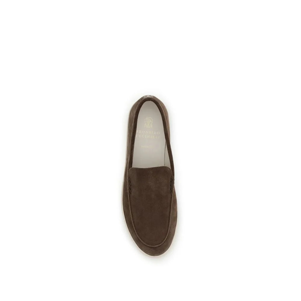 Brunello Cucinelli Brown Rubber Slip-On Loafers